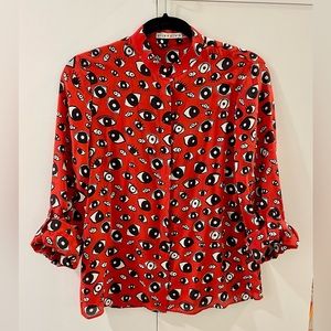 ALICE + OLIVIA Eloise Red Eye Blouse - S